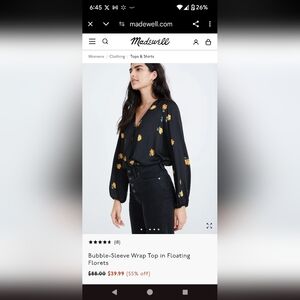 Bubble-Sleeve Wrap Top in Floating Florets.